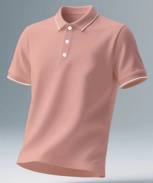 VORAN Dusty Rose Tipped Polo Shirt
