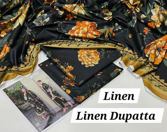 VORAN  Allover printed Linen 3-Piece Suit